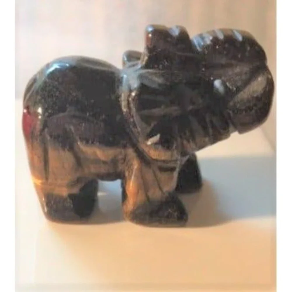 Yellow Tiger Eye Elephant Carving